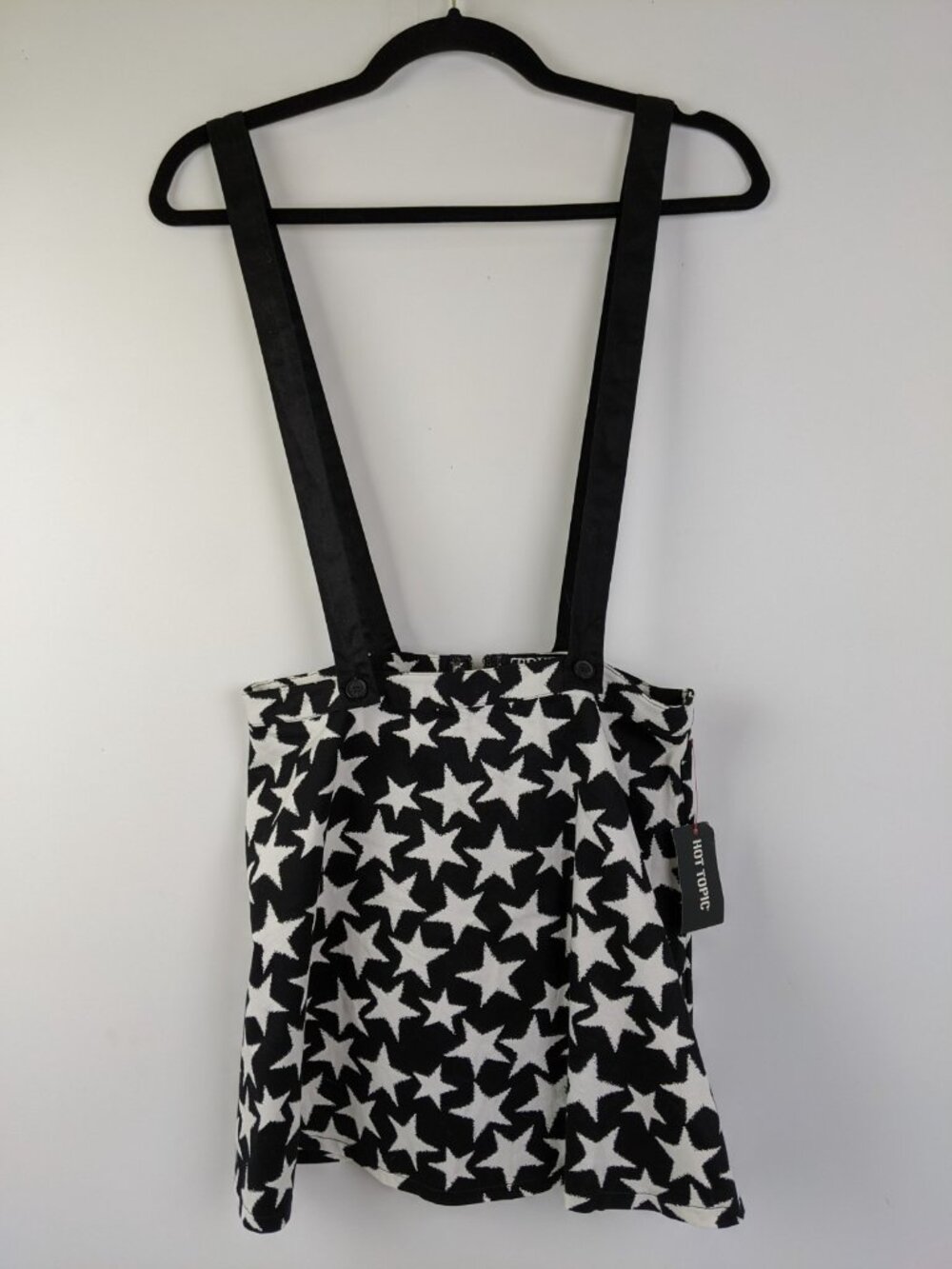 Tripp NYC Daang Goodman Black & White Star Print Suspender Mini Skirt Size Small